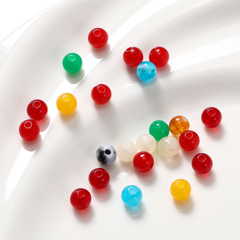 10mm imitation jade glass beads, round beads, loose beads, diy bracelet material accessories, glass beads, imitation agate beads, string beads, matching beads pic 4