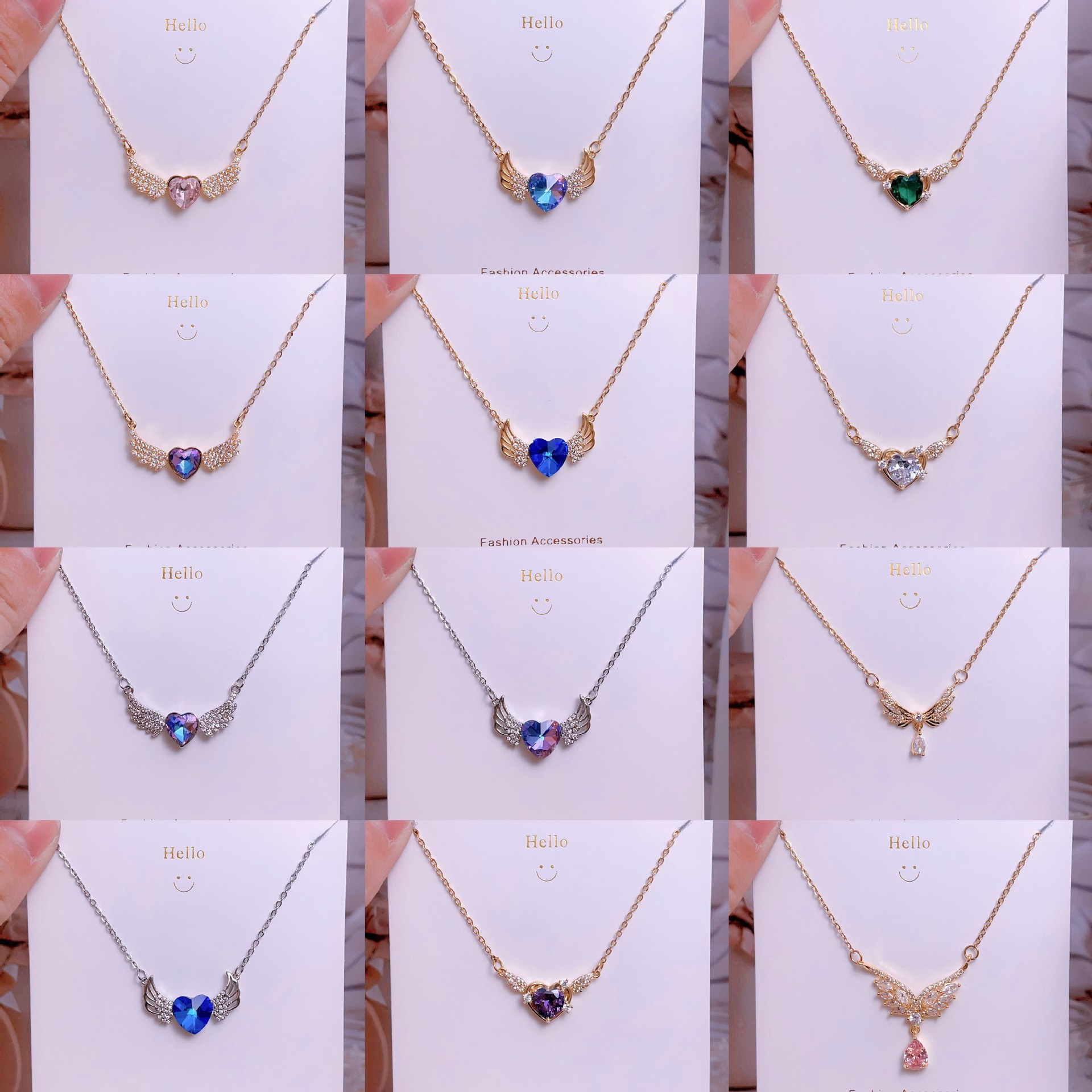 Titanium steel collarbone chain, non-fading wing heart original design, high-end light luxury necklace, direct sales from Yiwu factory pic 5