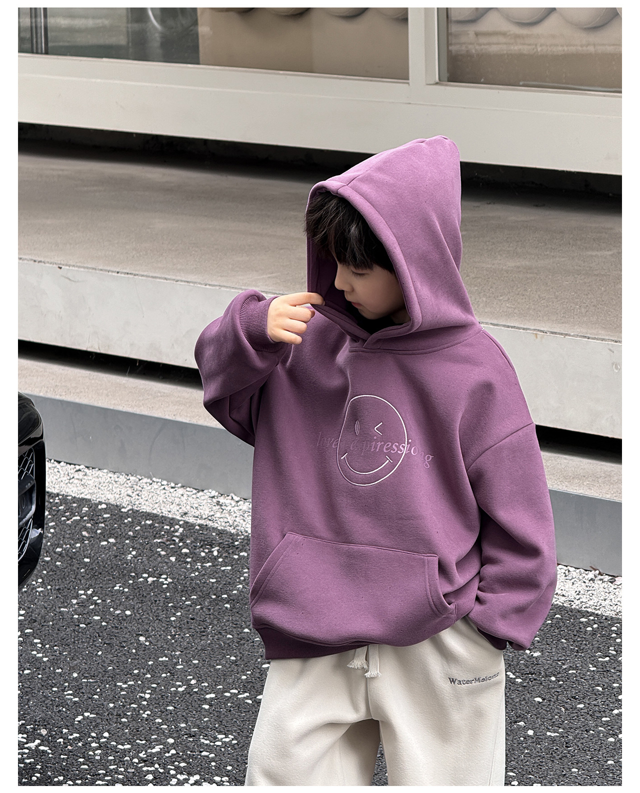 童酷2024儿童冬款湖州织里童装韩版宝宝上衣笑脸刺绣连帽男童卫衣详情19