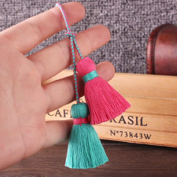 New color-offset double-ended cotton thread tassel handcrafted clothing, cheongsam with lapel button and Chinese-style classical tassel pendant pic 24