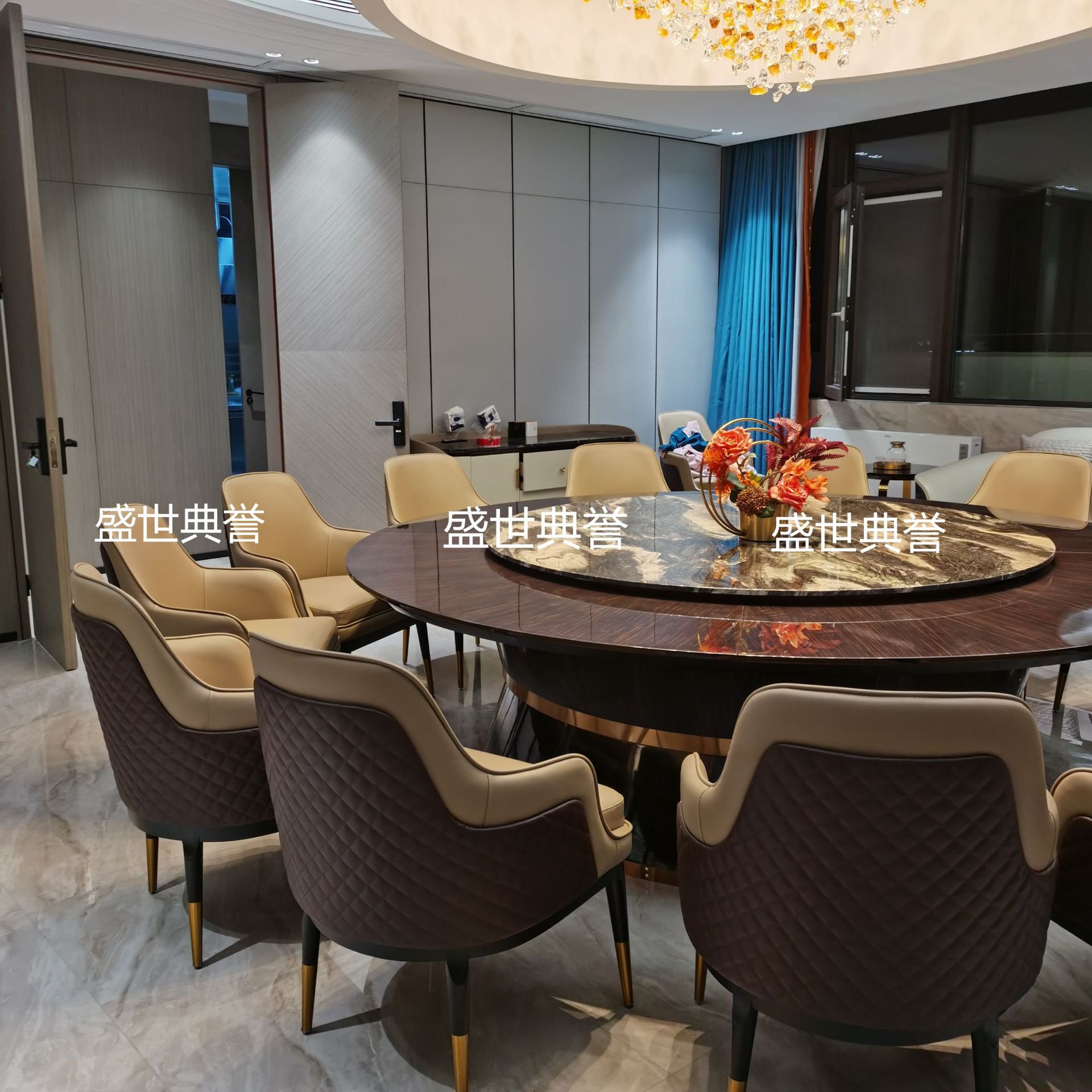 Nantong International Hotel Solid Wood Dining Chairs Company Business Reception Electric dining tables and chairs High-end club light Luxury Bentley chairs pic 1