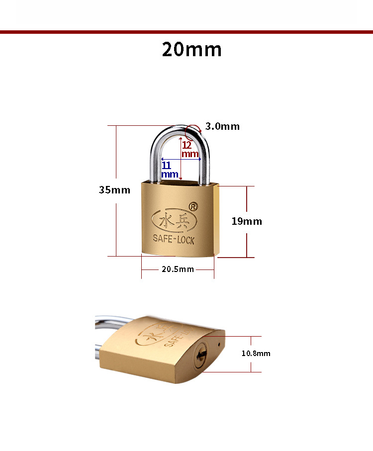 Sailor brand iron lock factory wholesale small lock heads, lock heads in stock, household imitation copper padlock, single opening lock, through opening pic 10