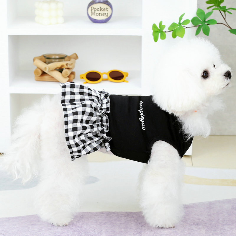 宠物衣服黑白刺绣裙泰迪宠物狗保暖衣服中小型狗狗衣服新款服饰详情4