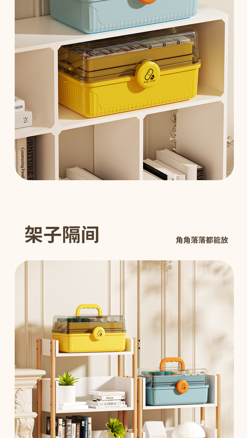 塑料急救箱家用大容量药物收纳盒医疗箱应急医药箱家庭装药箱批发详情14