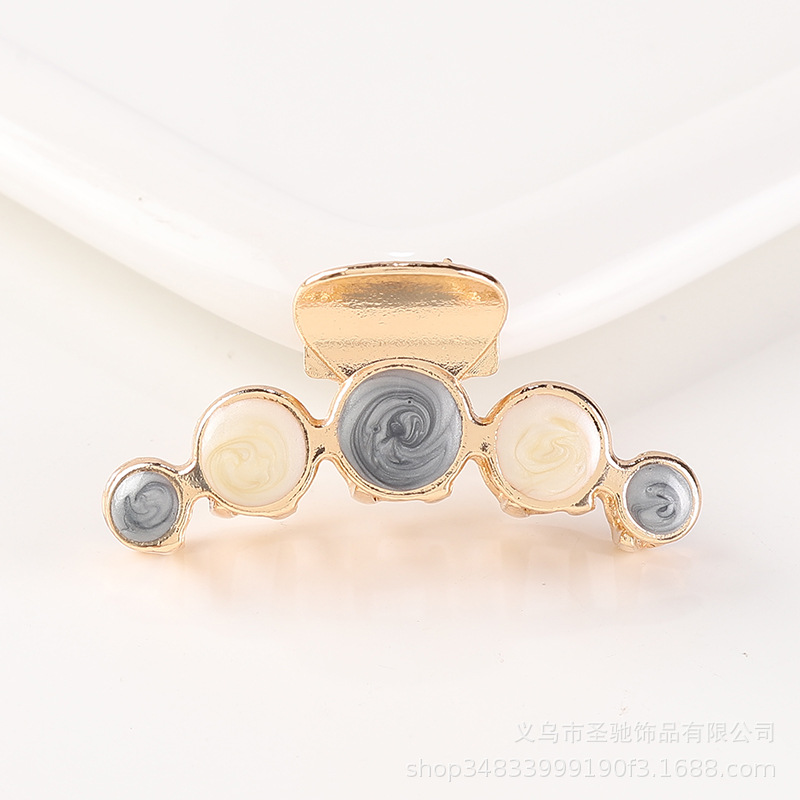 新款金属滴油珍珠水钻发夹流行简约女式发抓网红鲨鱼夹发卡大抓夹详情9