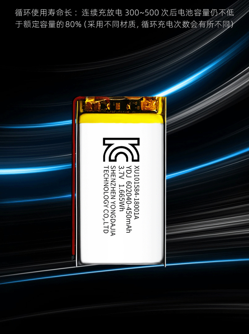 Naite 60204/450mah polymer rechargeable lithium battery with KC certification, fingerprint lock, drone lithium battery pic 6