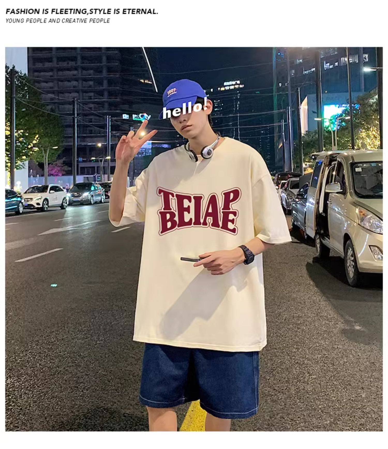 港风复古棉短袖T恤男ins潮牌夏季2024新款男装oversize宽松体恤详情16