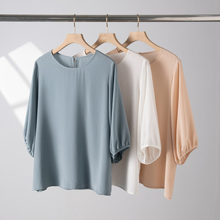 真丝t恤女无袖v领女式桑蚕丝背心女内搭春夏套头纯色上衣批发代发详情6