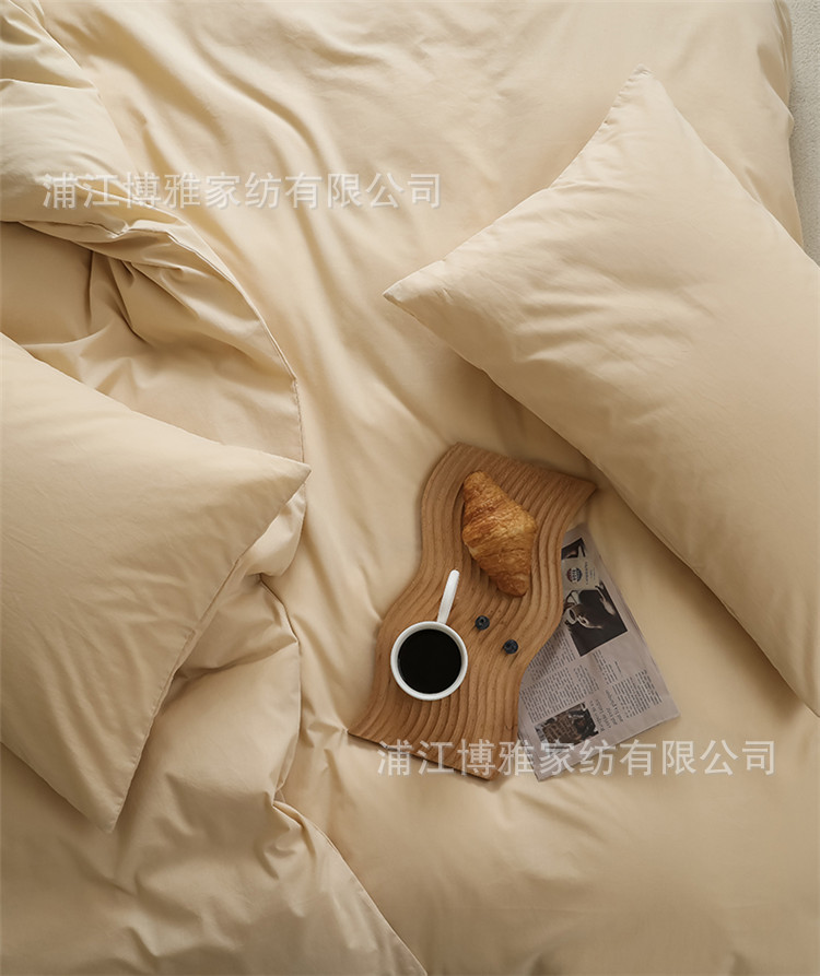 Wholesale of Boya Class A pure cotton four-piece set, all-cotton baby and maternal grade solid color duvet cover 40 pieces, reactive printing three-piece set pic 22