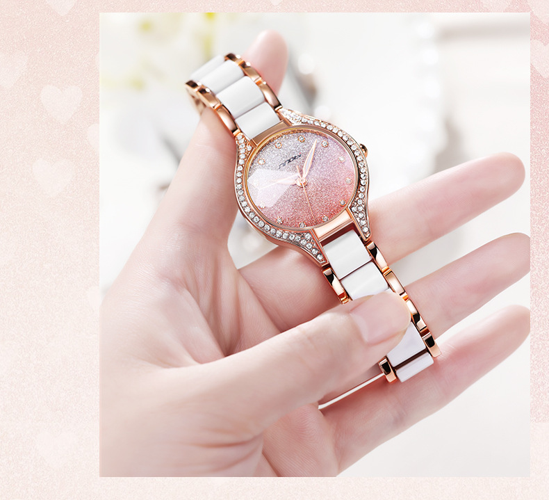 女士手表批发满天星手表女士防水石英手表陶瓷带跨境外贸手表女表详情5