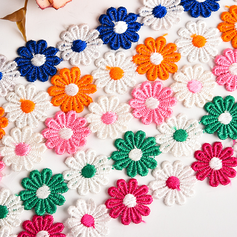 Colorful sequined cotton thread pure cotton water-soluble lace flower cutout diy lace ethnic minority clothing pic 32