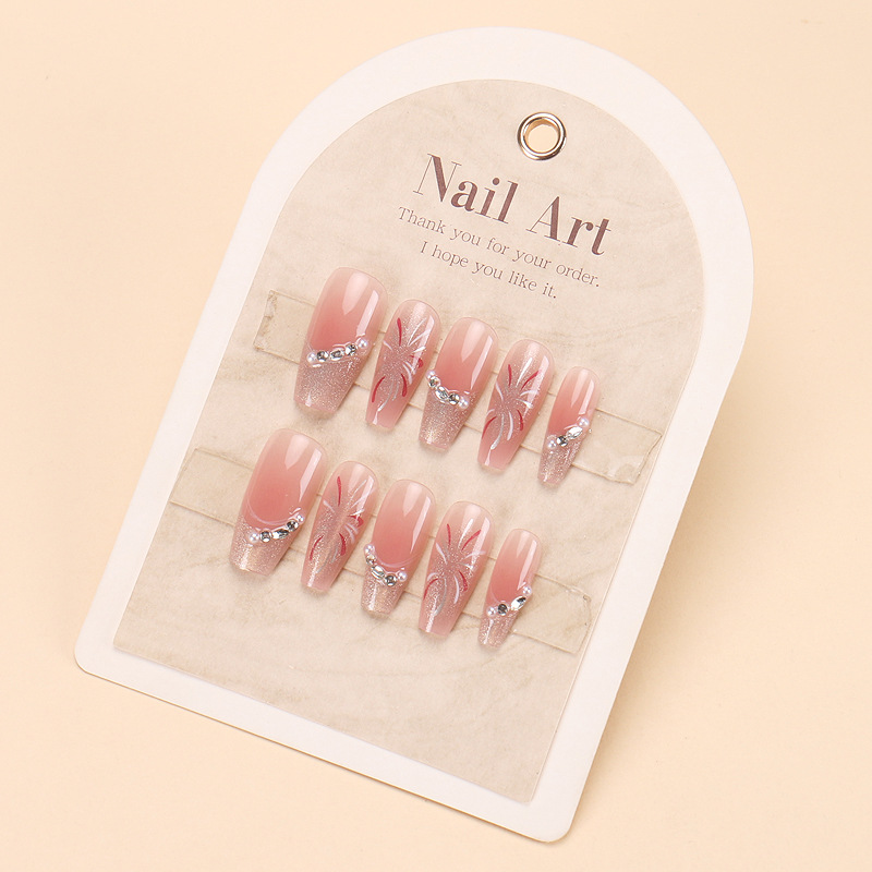 Best-selling wearable nail art pieces with a high-end look, cat-eye fireworks water diamonds, handcrafted nail art patches, and Xiaohongshu Hot Girl pre-made nails pic 13
