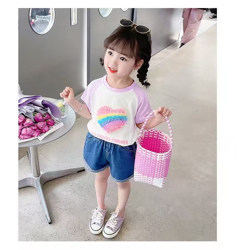 2025夏季女童短袖上衣T恤新款纯棉女宝宝短袖洋气高档童装代发详情6