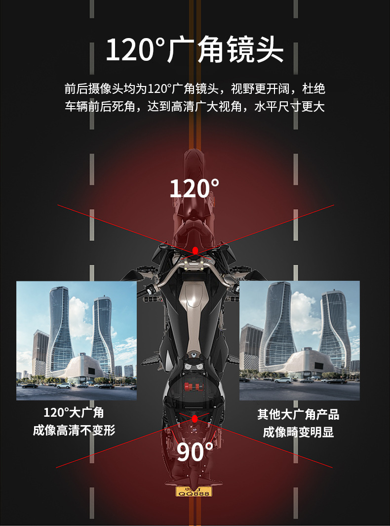 Cross-border motorcycle dashcam with dual-lens front and rear dual recording, motorcycle, electric bike and electric bike riding video recorder pic 8