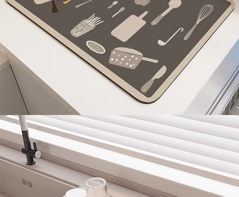 ins风厨房沥水垫吧台桌面吸水硅藻泥垫子家用耐磨可裁剪桌面杯垫详情5