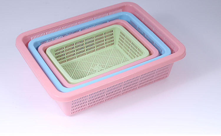 Rectangular plastic blue thickened storage basket for kindergarten toys, kitchen vegetable washing basket, small basket for supermarket classification and organization pic 2