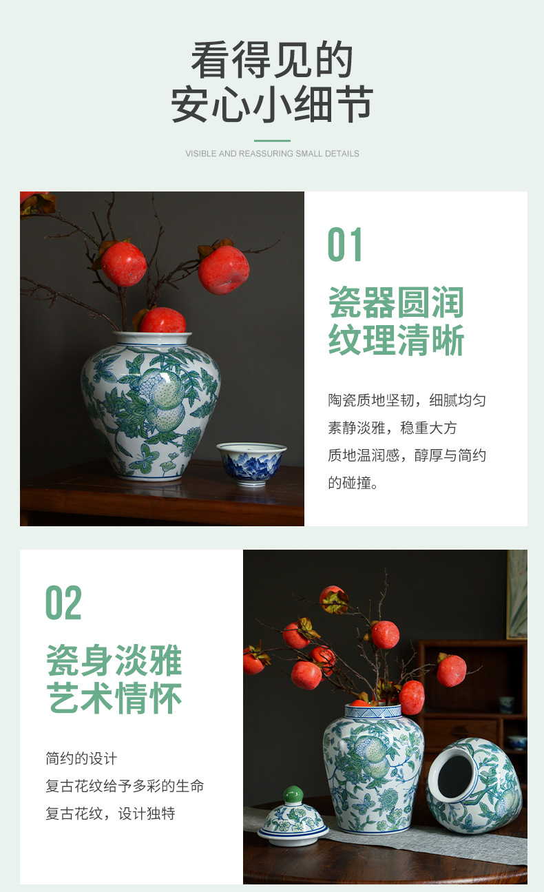 Jingdezhen ceramic vases, blue and white porcelain vases, high-end new Chinese-style decorative items, living room flower arrangements, home decoration pic 6