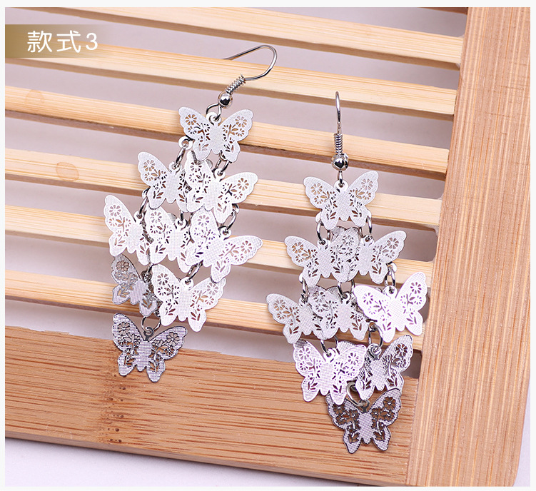 Small-batch wholesale best-selling fashionable and elegant butterfly earrings, earrings, colorful small nine-piece earrings, copper accessories and ornaments pic 10