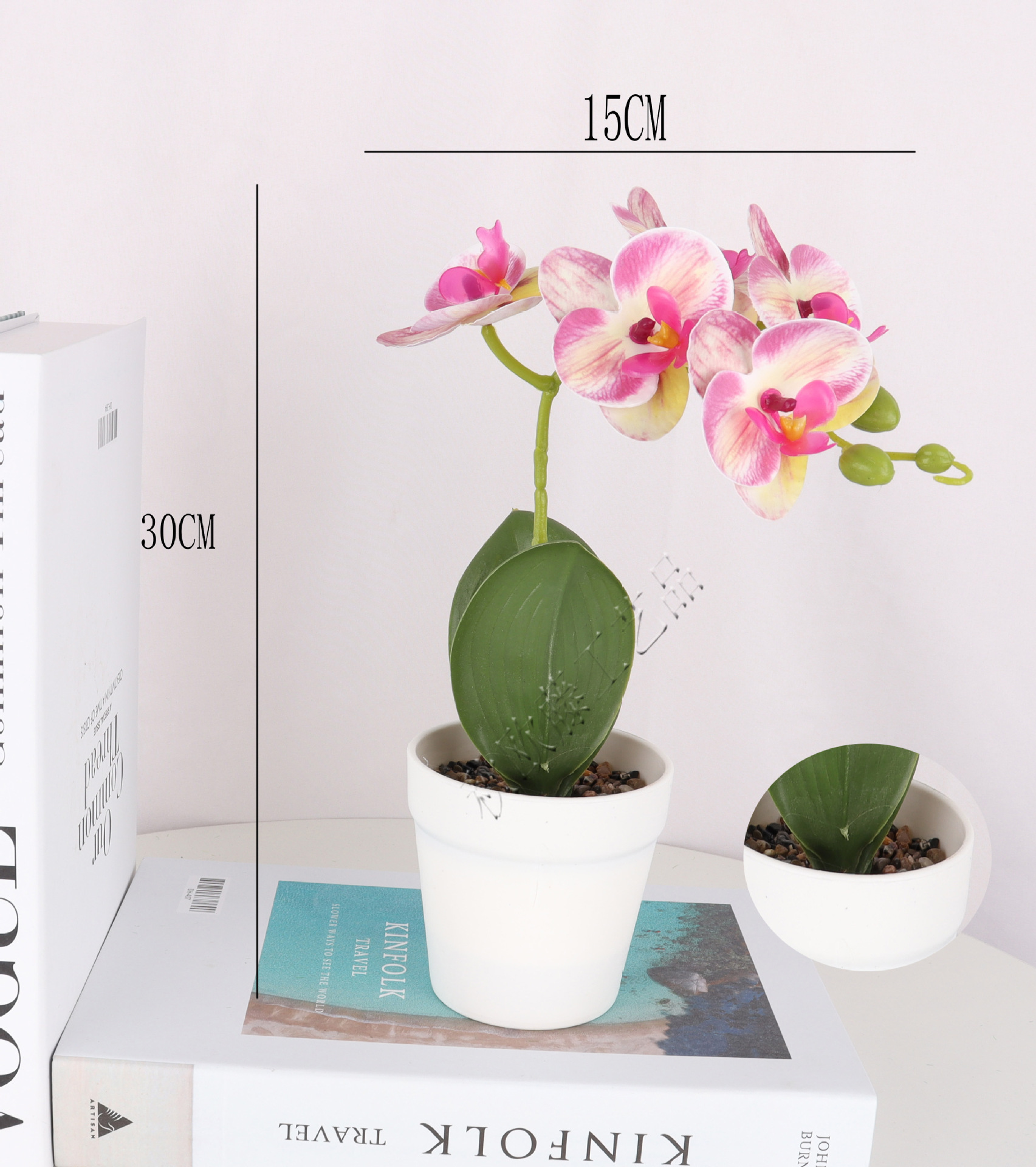 仿真3D蝴蝶兰5头盆栽/仿真盆景/仿真花创意内室小摆件/亚马逊厂直详情3