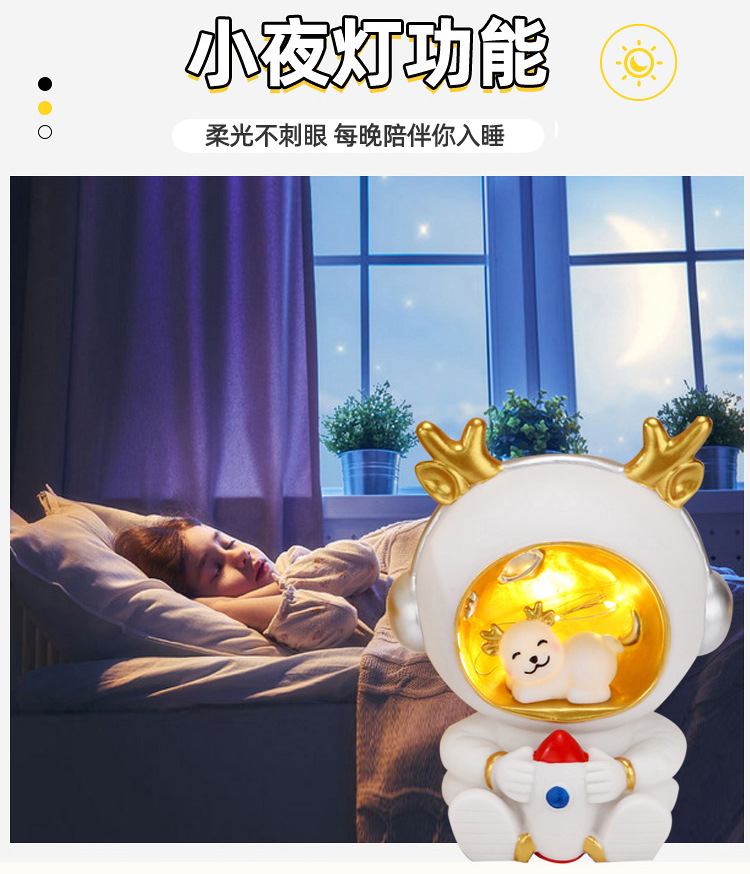 圣诞节创意礼品搪胶塑料卡通宇航员小夜灯太空鹿熊老虎存钱罐详情7