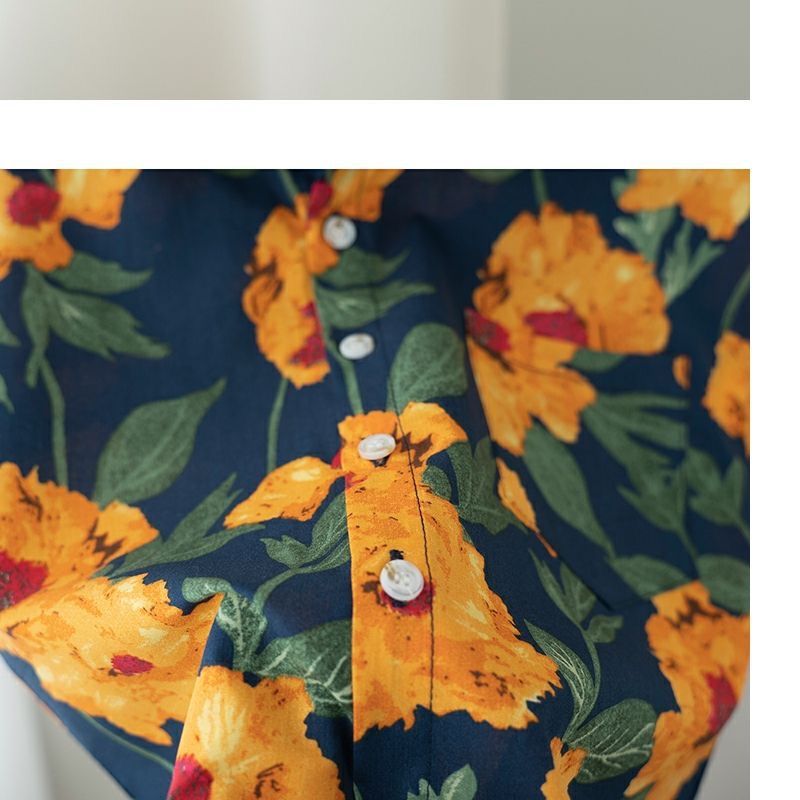 A new short-sleeved Hong Kong-style floral print shirt set for children and boys in 2024, a two-piece summer outfit pic 11