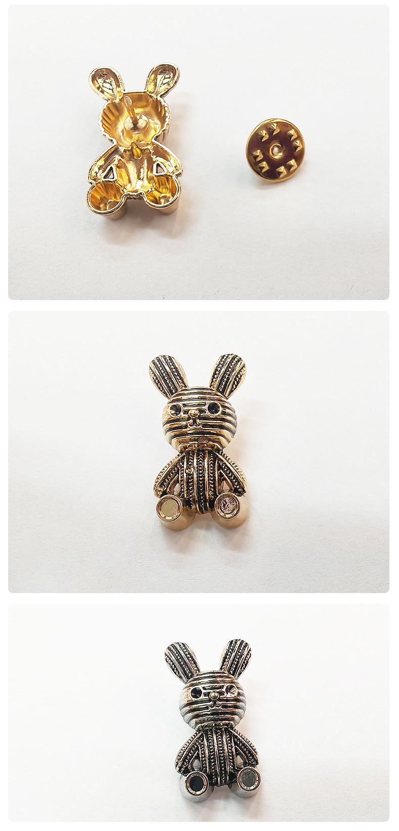 复古做旧可爱小兔子徽章ins风包包装饰配件服装胸针国潮饰品厂家批发详情3