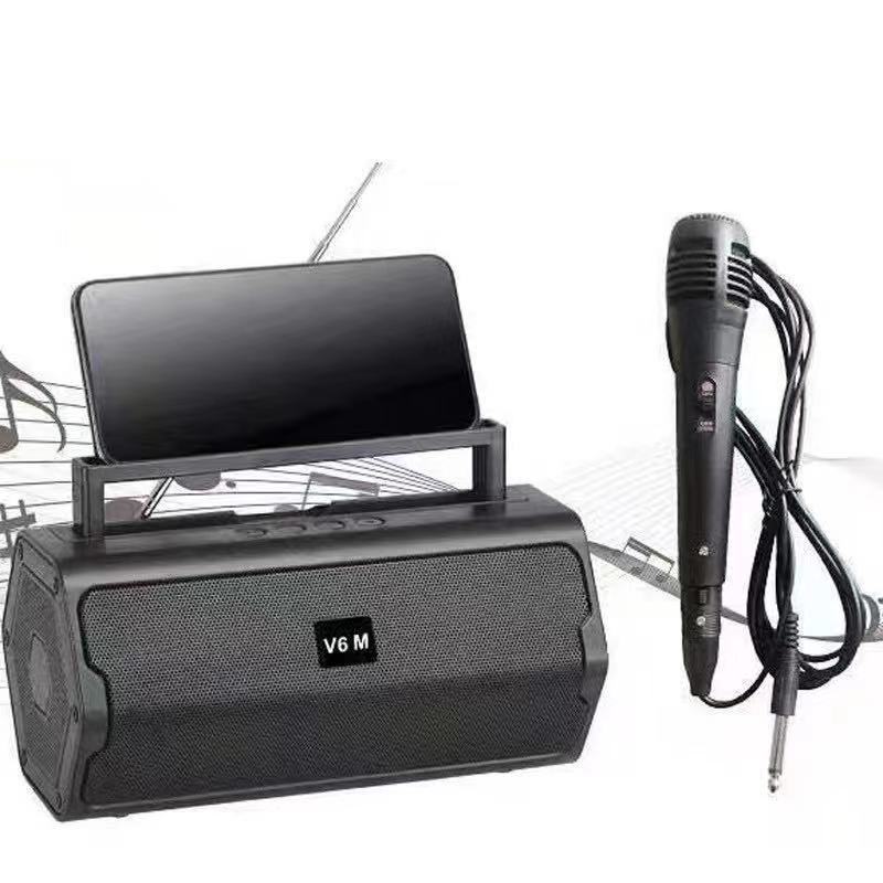 V6M蓝牙音响带麦克风孔非洲爆款低音炮蓝牙音箱 手机支架蓝牙音箱详情3
