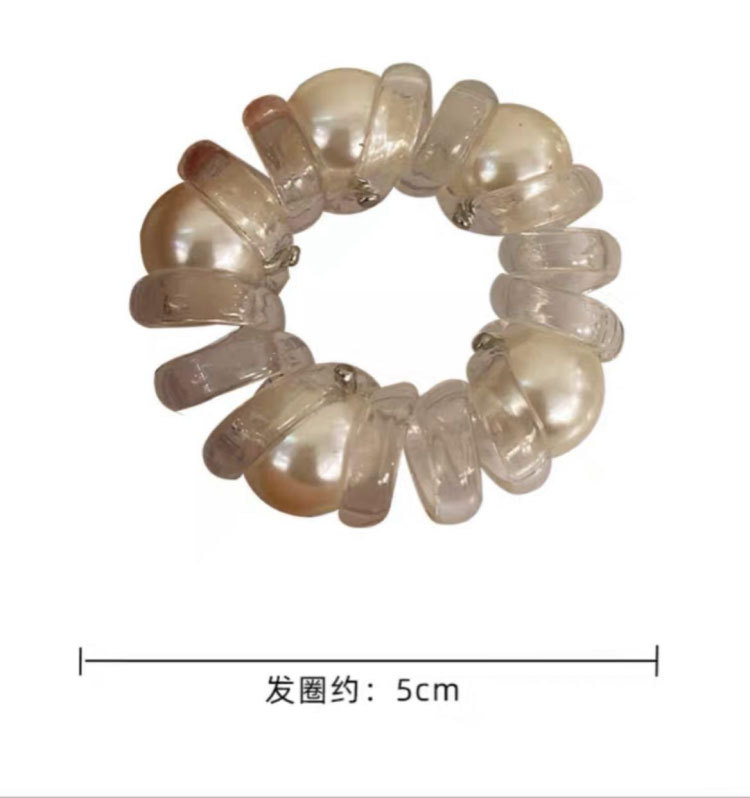 Korean version pearl telephone line hair tie, high-end style, hair tie, hair band, versatile hair band, ponytail hair tie, new hair accessory pic 1