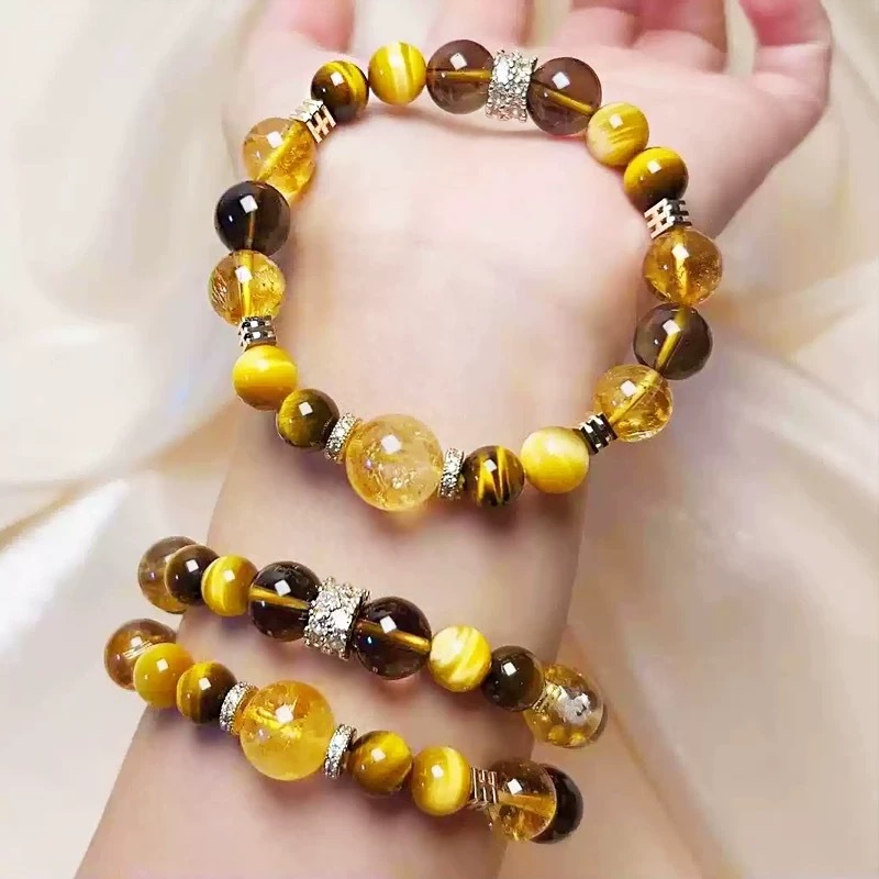 【 Jinba Comprehensive 】 Natural Yellow Tower Crystal Yellow Crystal Golden Tiger Eye Wealth Attraction Bracelet for Men and women pic 5