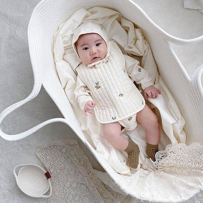ins Nordic-style baby hand-held basket, portable pure cotton woven baby sleeping basket, foldable hand-held crib pic 19