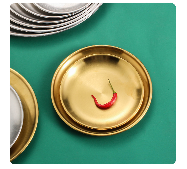 304不锈钢盘子韩式烤肉盘圆盘简约托盘西餐盘烧烤高颜值餐盘批发详情16