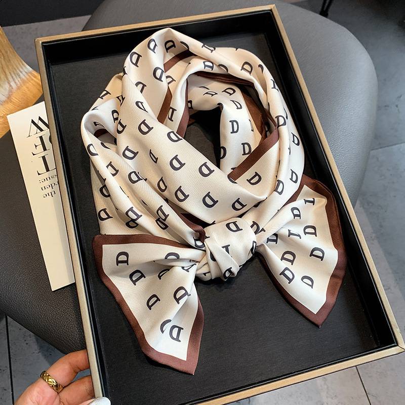 Spring and Summer versatile shirts, headbands, neckerchiefs, small ribbons, geometric graffiti decorations, high-end look, long and thin silk scarves for women pic 9