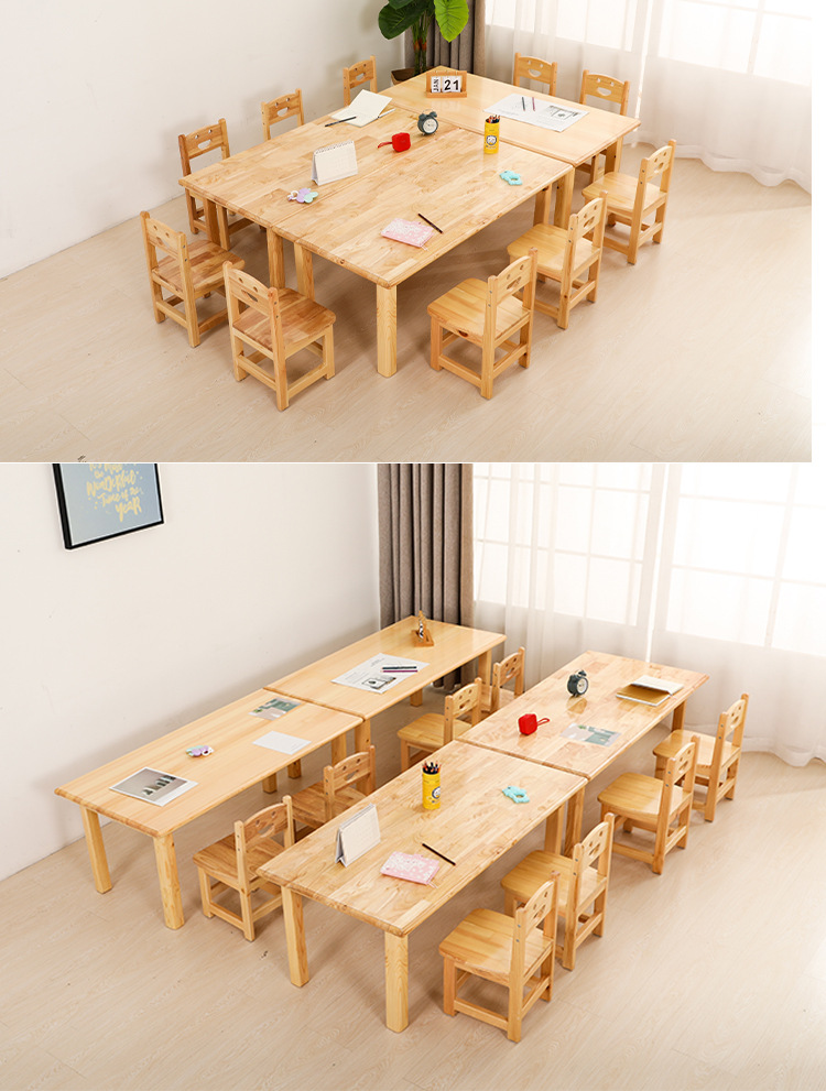 幼儿园实木桌椅早教儿童美术培训班桌子小学生课桌椅辅导班培训桌详情7