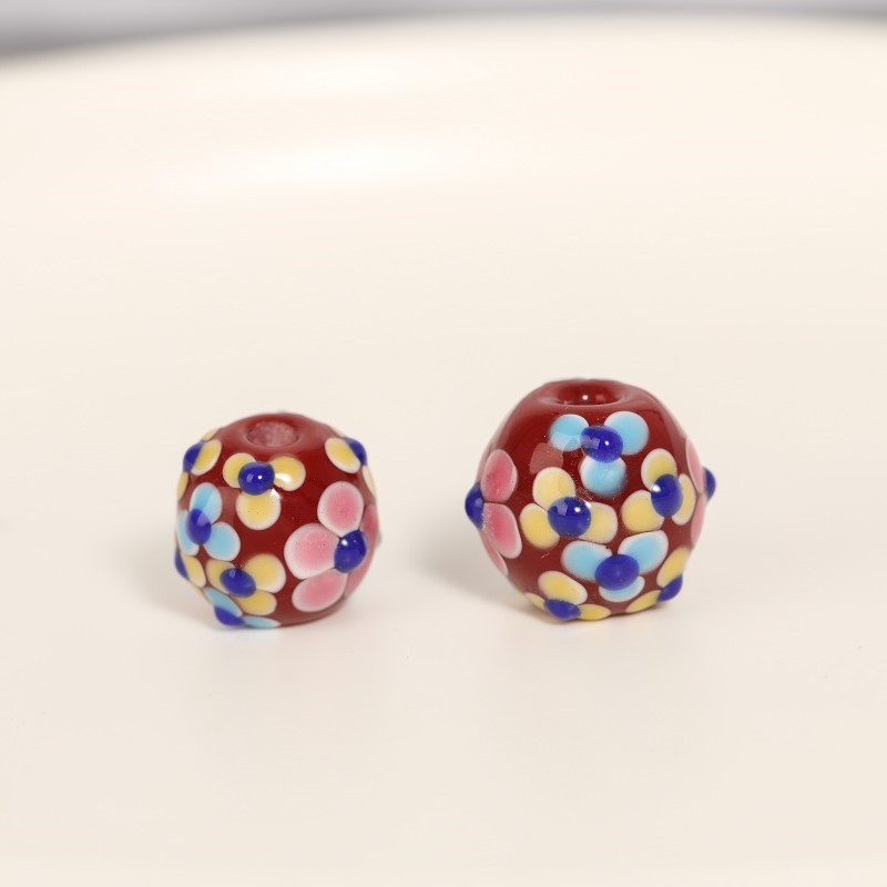 晗钰缘 日式琉璃散珠大红多花珠转珠外花玻璃珠手链diy饰品配件详情13