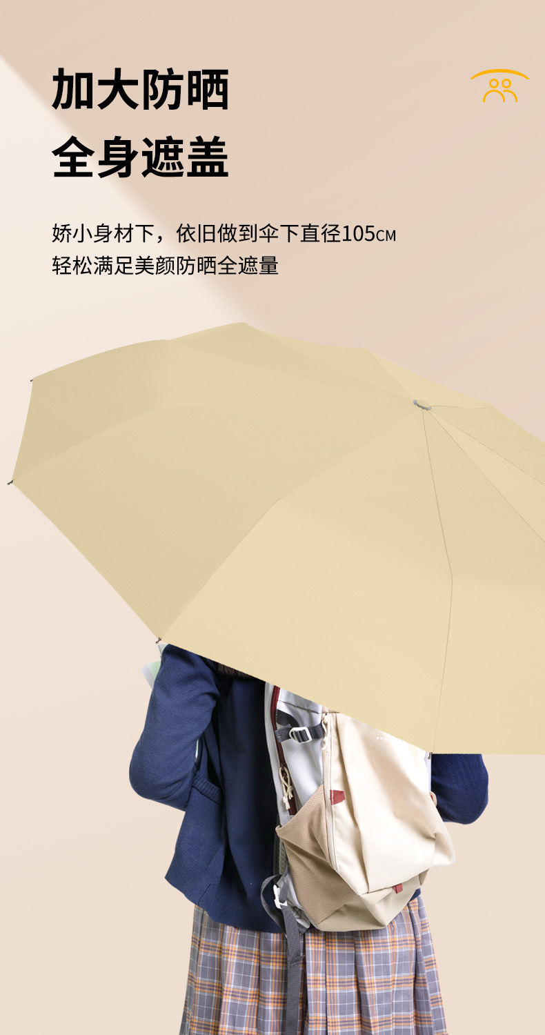 三折自动雨伞男女款简约防晒防紫外线加固抗风暴晴雨两用折叠伞详情11