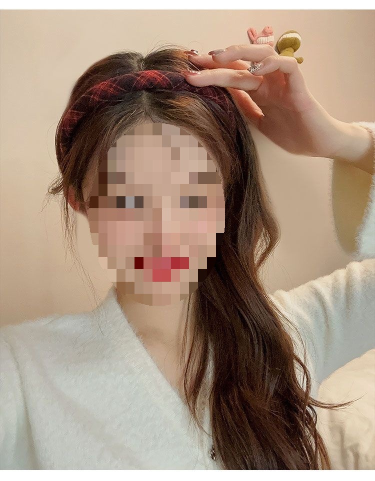 学院风格纹发箍女款头饰百搭复古气质外出发卡布艺压发细头箍发饰详情7