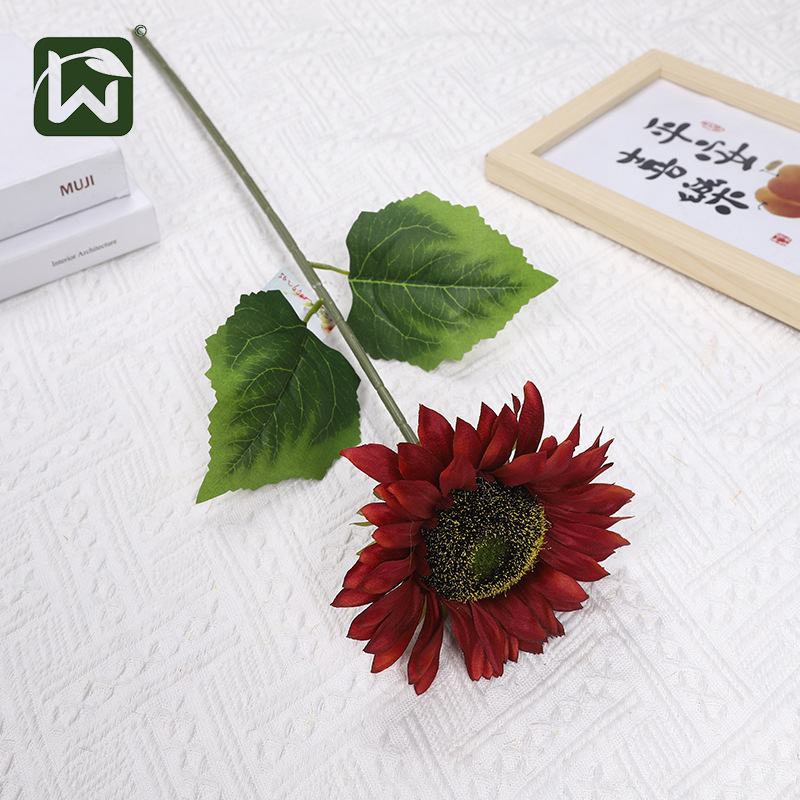 【】 New faux flower single sunflower, retro oil painting sunflower, home living room decoration, suitable for photography pic 16