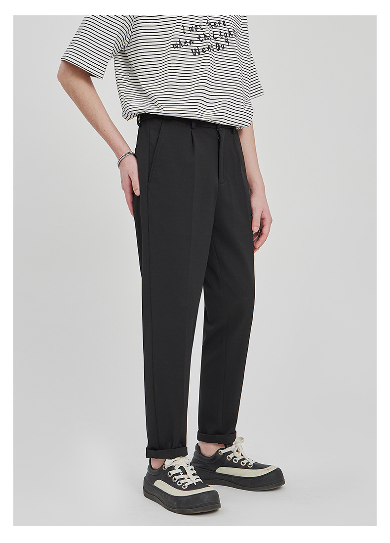 APO男装|宽松西裤男修身九分裤2024春夏抗皱直筒高级感休闲裤男详情30