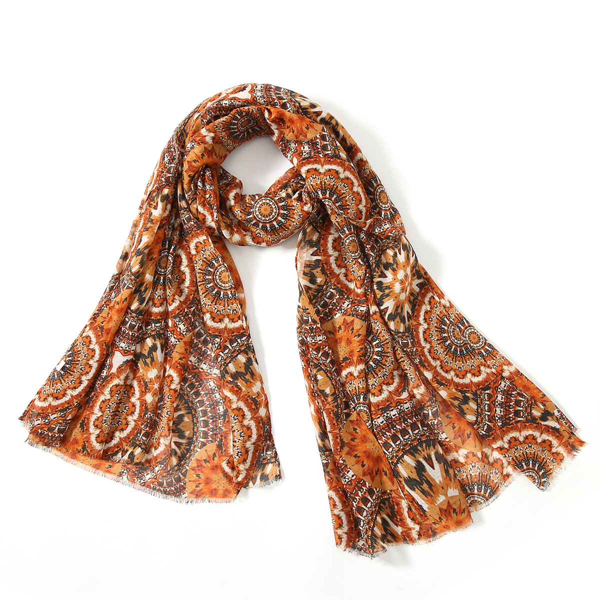 一件代发 新款出口欧美 时尚经典印花棉麻围巾女 披肩 工厂批发详情8