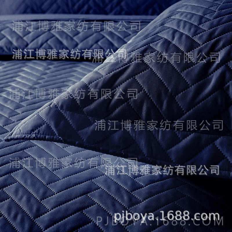 Boya Wholesale Fleece 3D ultrasonic Spring and Summer plain pillowcase, embossed cotton fabric embroidered washed quilt, pillowcase quilting pic 13