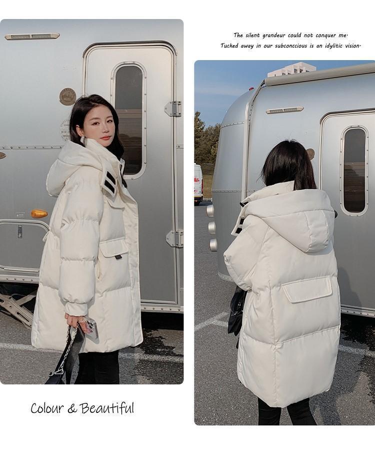 Bestseller hooded wine red down cotton-padded jacket for women, 2023 winter new thickened bread jacket, cotton-padded jacket, mid-length style pic 20