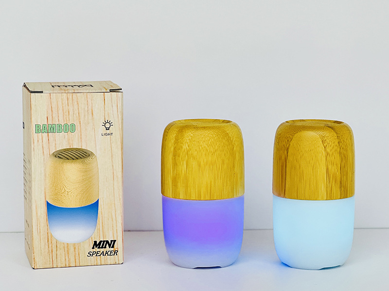 创意胶囊蓝牙音箱带灯炫彩户外便携式小圆柱音响木纹新款外贸礼品详情10