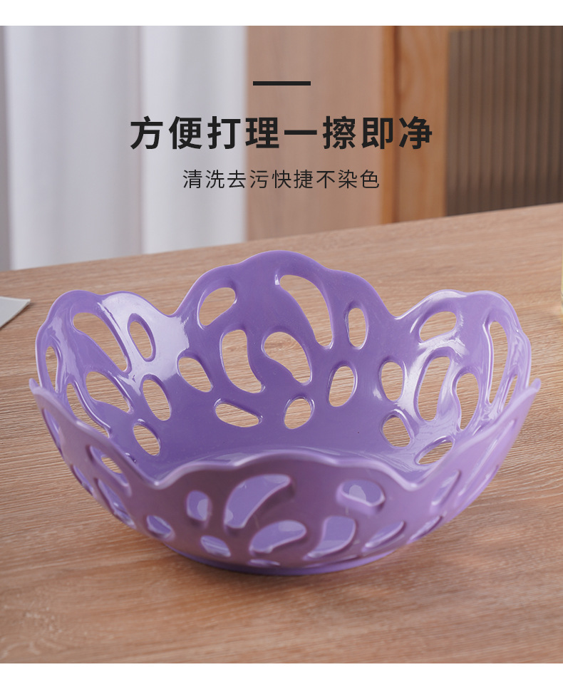 Draining basket, colorful classic melamine fruit plate, hollowed-out fruit basket, fruit plate, kitchen vegetable basket, living room, home, daily use pic 17