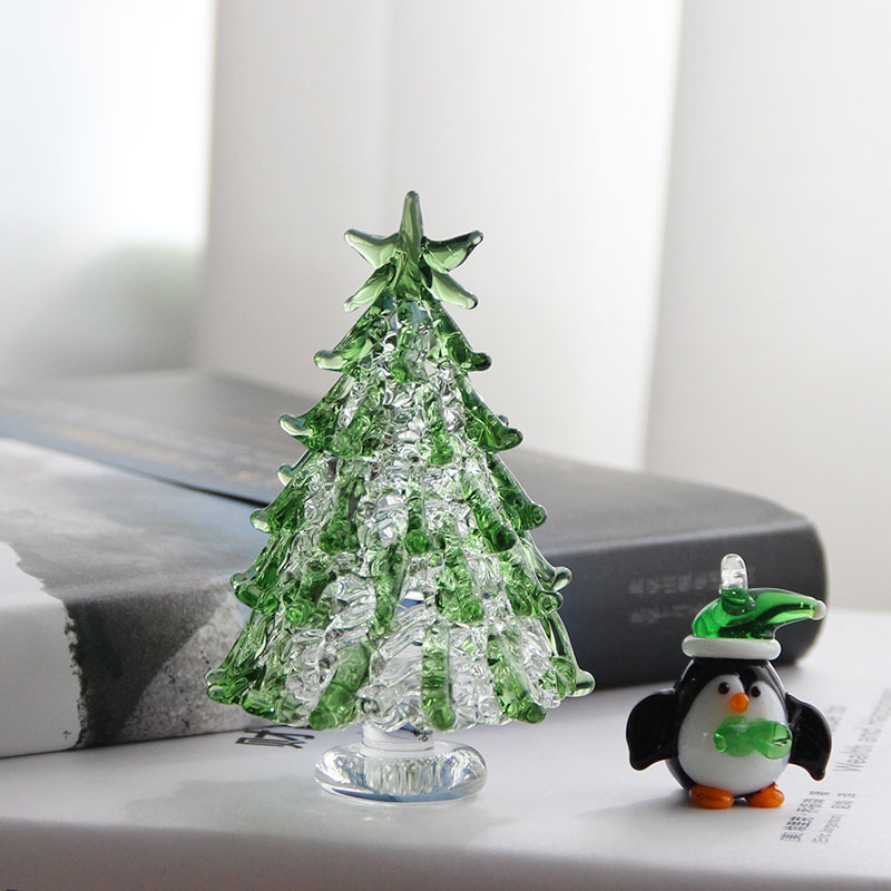 圣诞节礼物拉丝圣诞树淄博琉璃工艺品玻璃制品桌面摆件手工装饰灯详情22