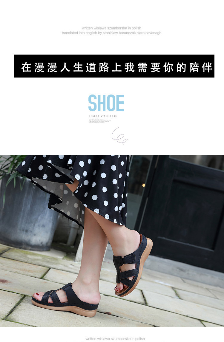 New European and American sandals for women, cross-border car line, mom shoes, large-sized sandals, wedge heel slippers, one-piece consignment pic 24