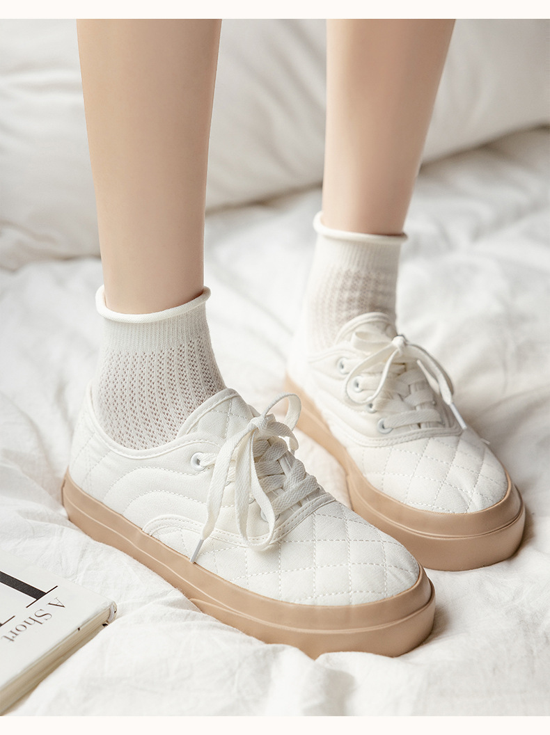Verano de malla fina transpirable azul 100% algodón calcetines para mujeres calcetines de boca clara calcetines de barco de moda manga de manga cute rizado pic 16