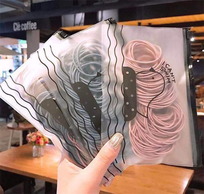 Simple Japanese and Korean hair ties without seams, 100-piece bagged colorful hair ties, basic braided hair bands, leather band hair accessories pic 3