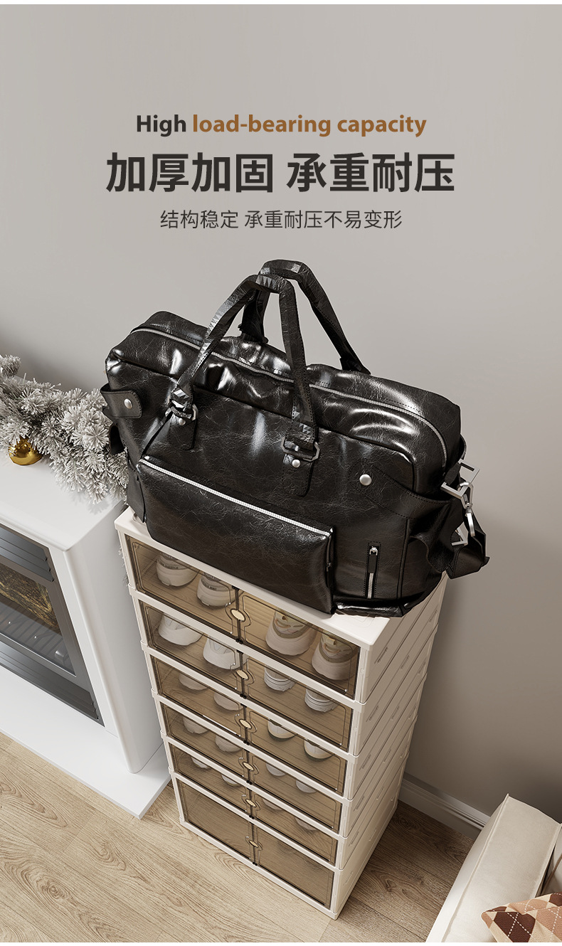 Household large-capacity sneaker storage box, dust-proof shoe cabinet, no installation required, foldable transparent folding shoe box for storing shoes pic 11