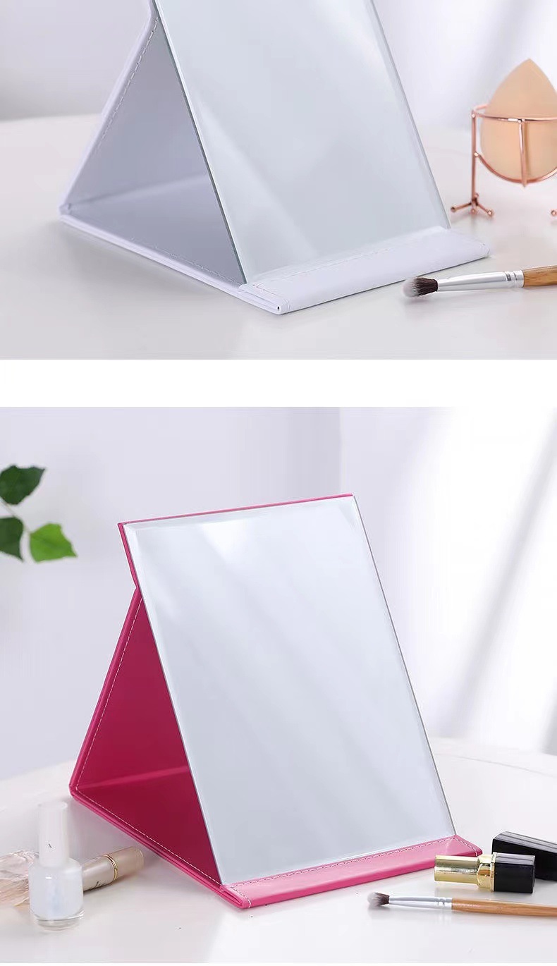 镜子可折叠pu大号化妆镜随身便携梳妆镜桌面台式加厚公主高清镜子详情15