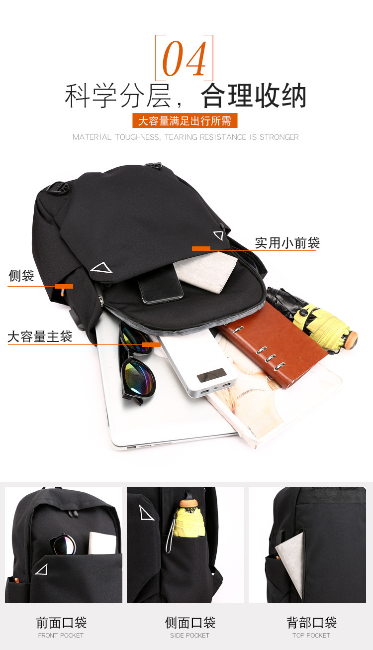 New Oxford cloth backpack for men, USB charging backpack, water-resistant computer bag, large-capacity schoolbag for female students pic 7